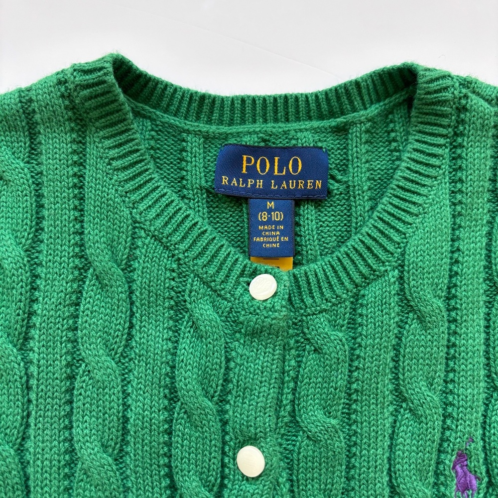 Polo Green Cardigan Sweater - Picture 6 of 9